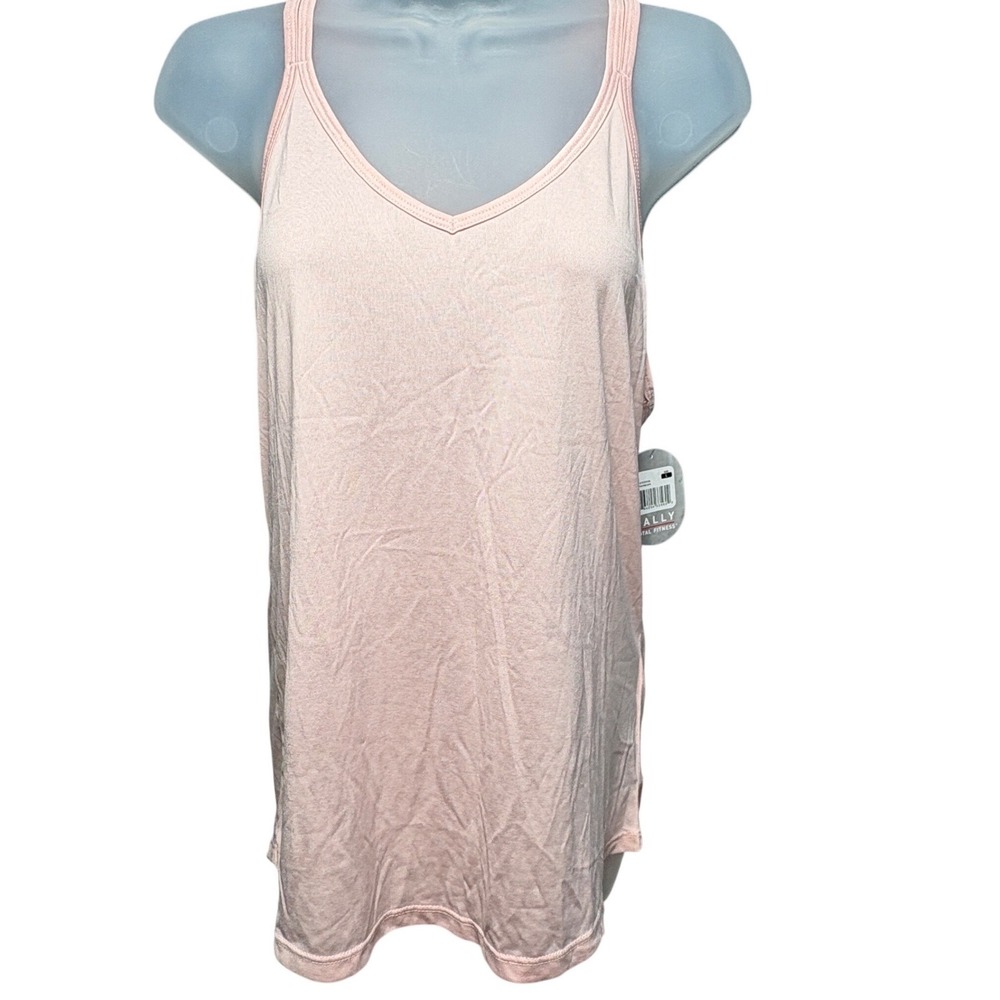 New Large Bally Total Fitness Tank Top Pink Strappy Crisscross Back Activewear